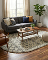 Berber Lattice Shag Collection Area Rug - Atlas (Ivory) Oval Ivory  lifestyle 23