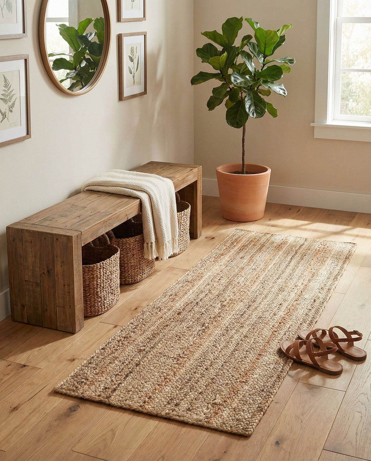 Woven Seaside Jute Collection Area Rug - Savannah (Natural) Runner Natural  lifestyle 107