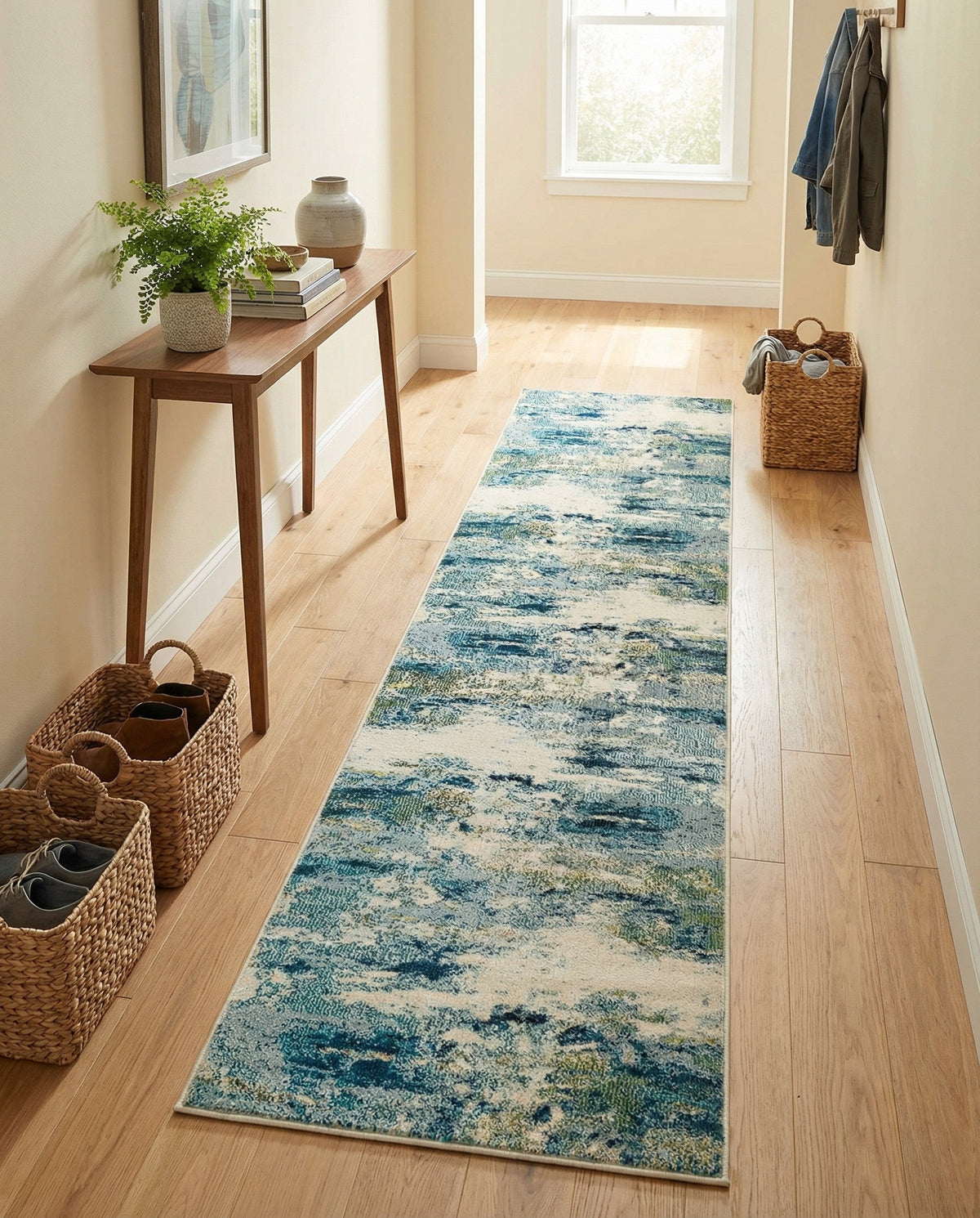 Chromatic Oasis Collection Area Rug -  Serene Runner Light Blue  lifestyle 86