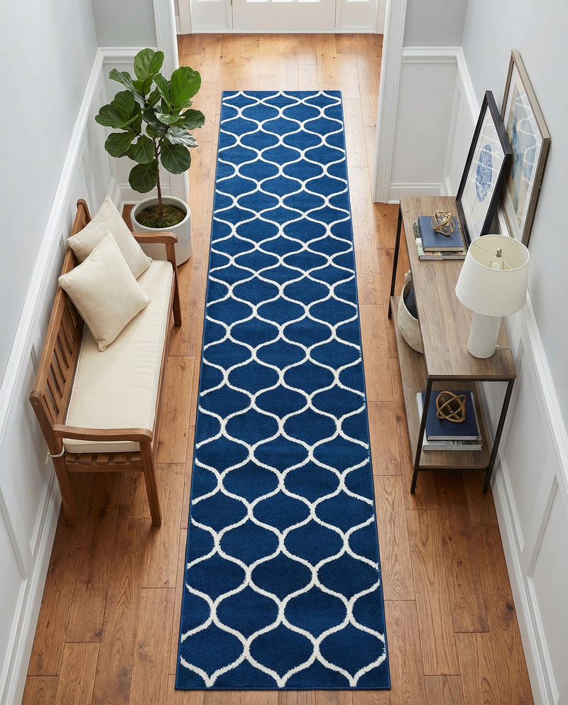 Trellis Mosaic Collection Area Rug -  Pergolatown (Navy Blue) Runner Navy Blue  lifestyle 41