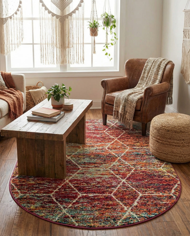 Trellis Mosaic Collection Area Rug - Arborville (Multi) Oval Multi  lifestyle 76