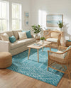 Marrakesh Lattice Collection Area Rug - Casablanca (Teal blue) Square Teal blue  lifestyle 67