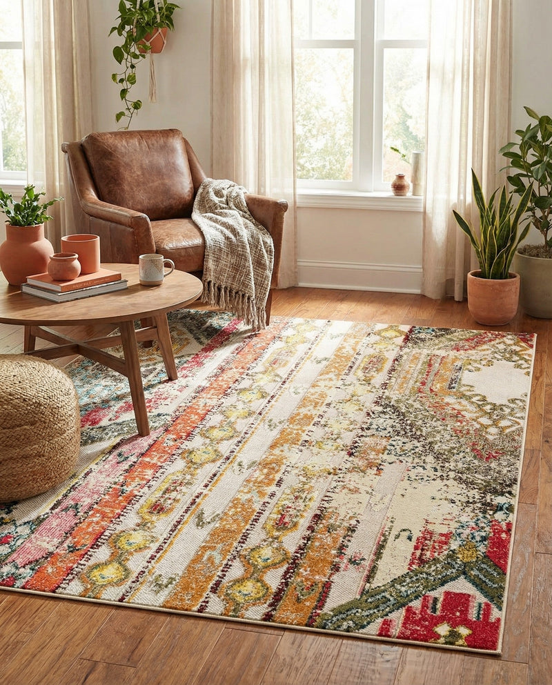 Outdoor Marrakesh Collection Area Rug -  Agadir Rectangle Multi Beige  lifestyle 22