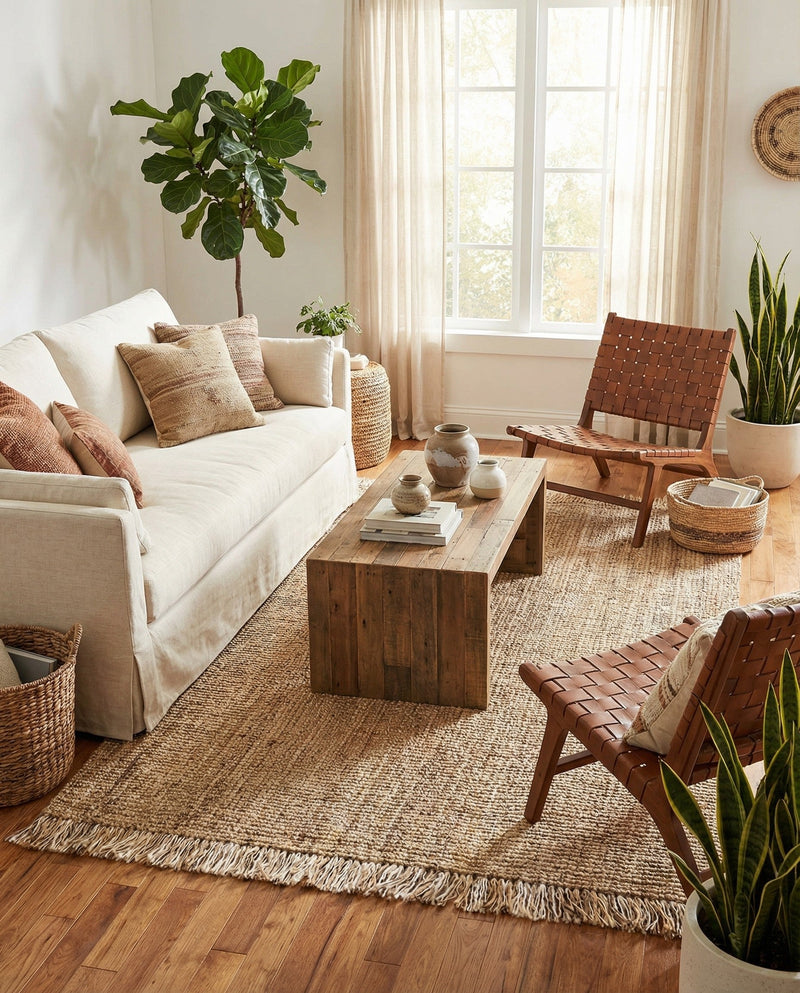 Savannah Jute Collection Area Rug - Tahoe Rectangle Natural  lifestyle 6
