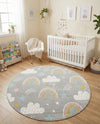 Wonder Tykes Collection Area Rug -  Pixel Round Gray  lifestyle 74