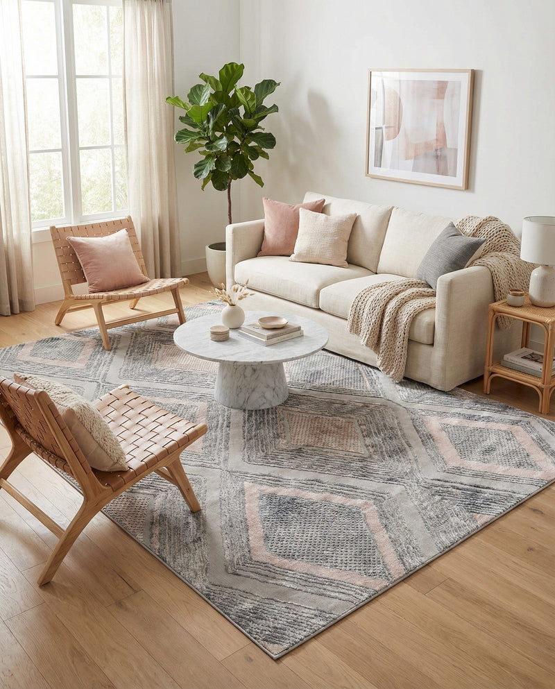 Aegean Elegance Collection Area Rug -  Rhodes Rectangle Gray Cream  lifestyle 10