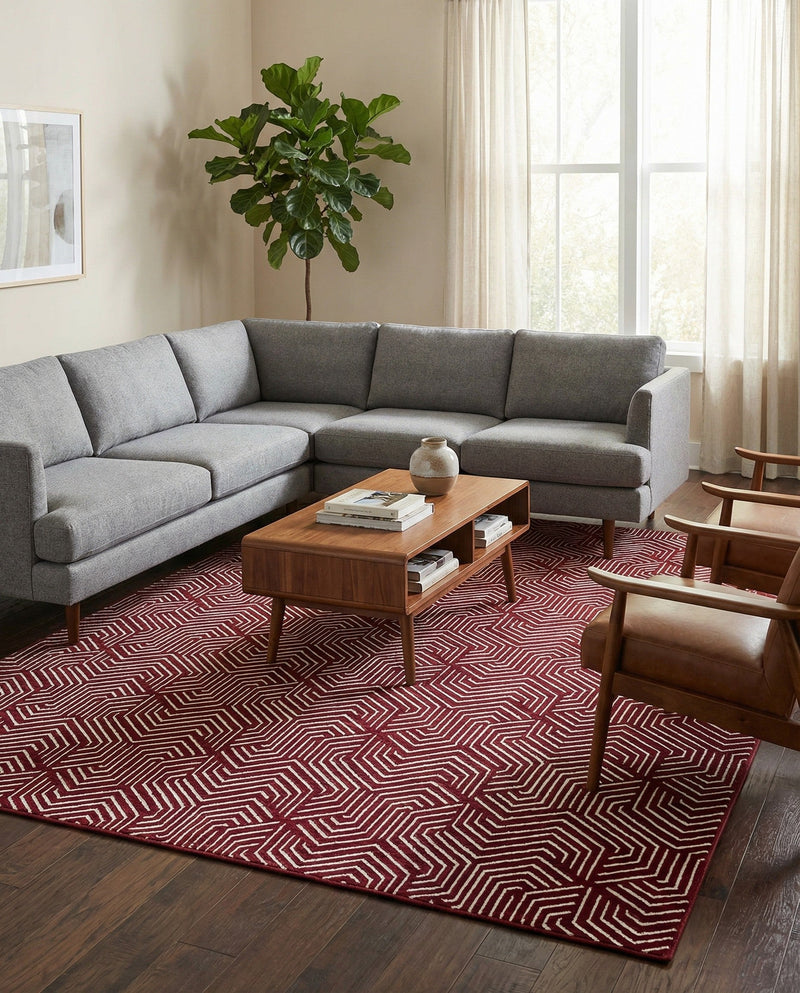 Aravalli Collection Area Rug - Udaipur Rectangle Burgundy Red  lifestyle 29