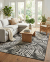 Seaside Blooms Collection Area Rug - Verdure (Charcoal) Rectangle Charcoal  lifestyle 6