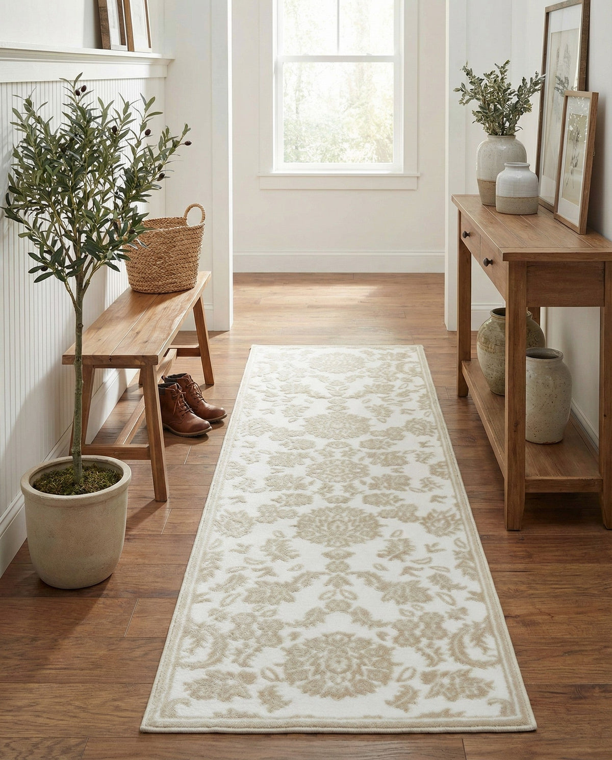 Andes Summit Collection Area Rug -  Chimborazo Runner White Brown  lifestyle 111