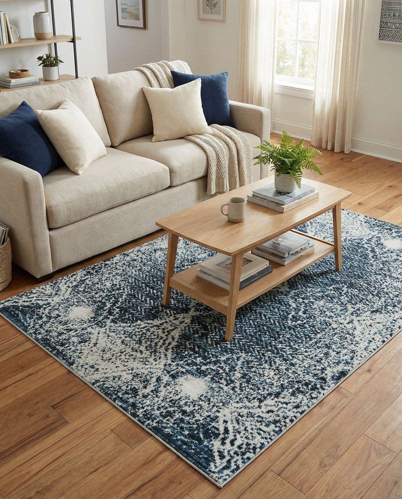 Aegean Elegance Washables Collection Area Rug -  Naxos Rectangle Navy Blue  lifestyle 14