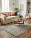 Savannah Threads Collection Area Rug -  Gobi Rectangle Blue and Peach  lifestyle 12