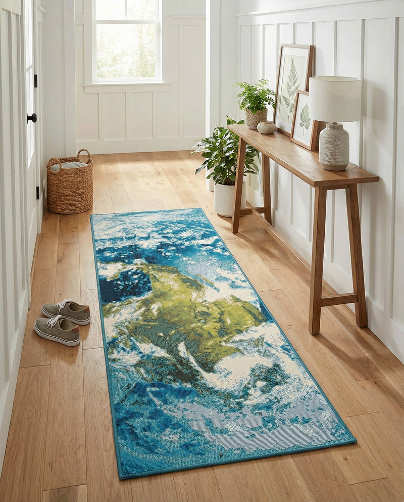 Urban Terrace Collection Area Rug -  Pergola Runner Blue  lifestyle 57