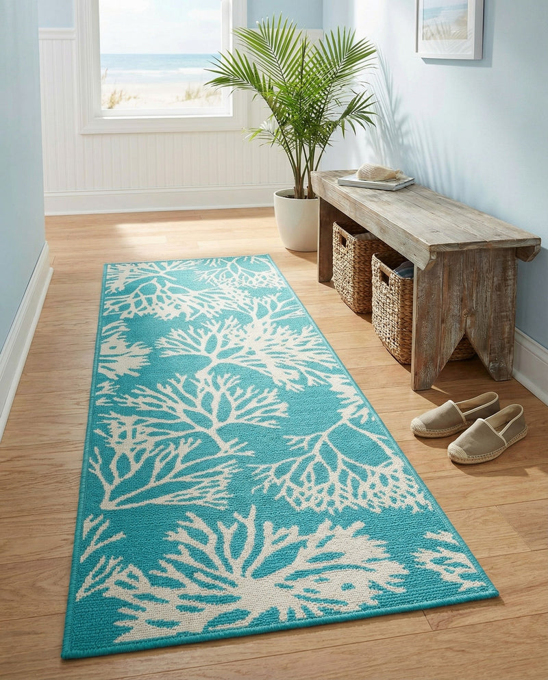 Seaside Haven Rugs Collection Area Rug -  Seaside Runner Teal  lifestyle 59