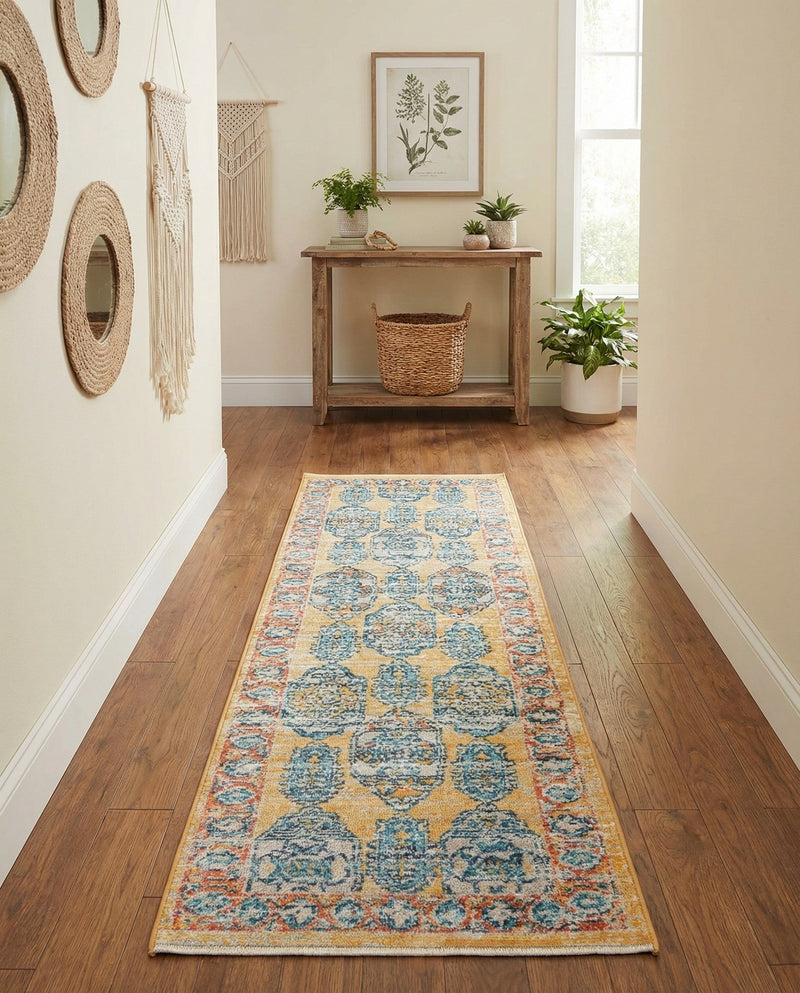 Seville Stripes Collection Area Rug -  Granada (Yellow) Runner Yellow  lifestyle 41