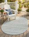 Seaside Stripes Collection Area Rug -  Boardwalk (Teal) Oval Teal  lifestyle 77