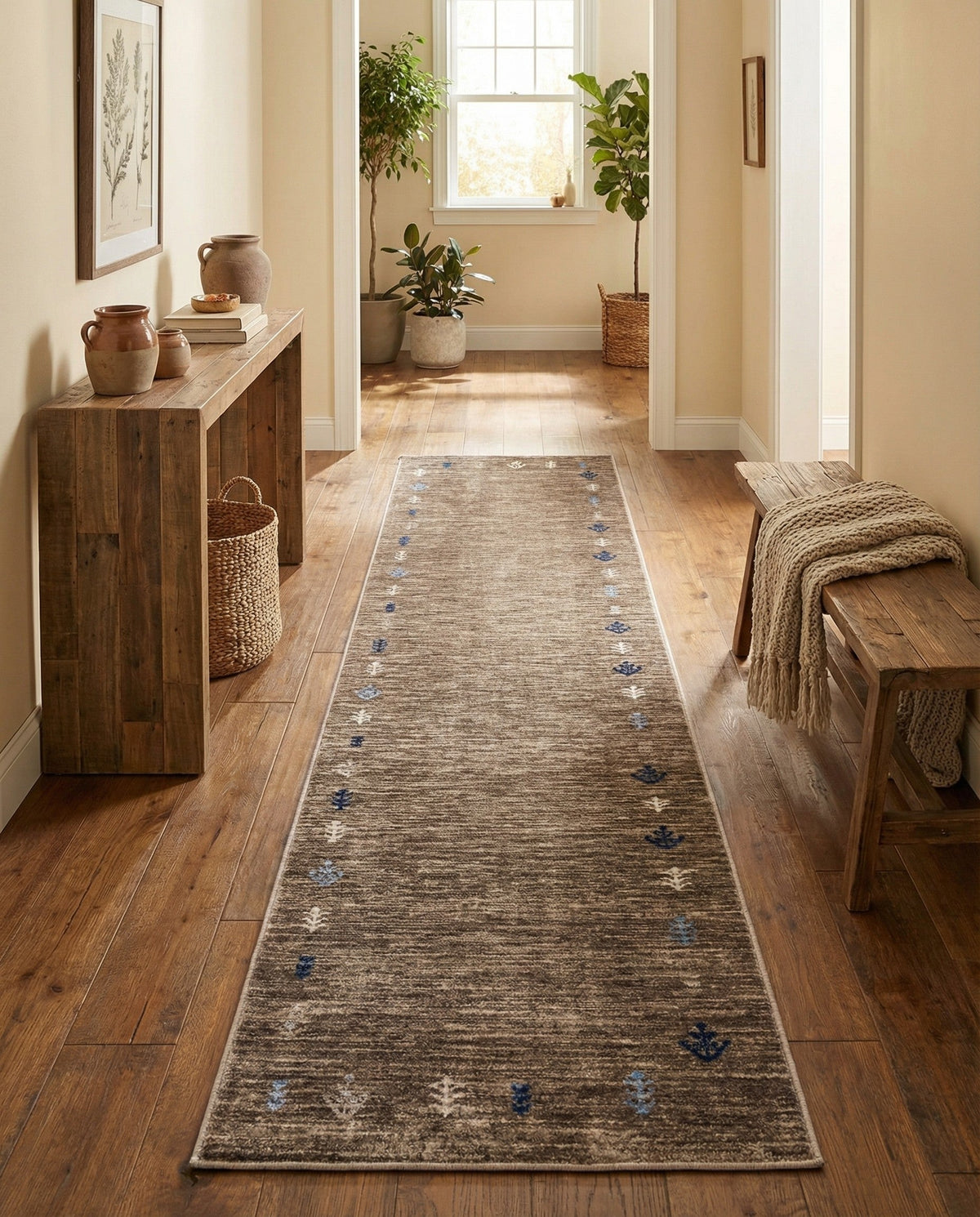 Zagros Shades Collection Area Rug -  Yasuj Runner Gray Brown  lifestyle 69