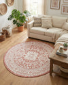 Tribal Terrace Treasures Collection Area Rug -  Incan Isle (Rust Red) Round Rust Red  lifestyle 79