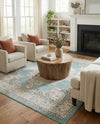 Beverly Grove Collection Area Rug -  Fairfax (Aqua) Square Aqua  lifestyle 47