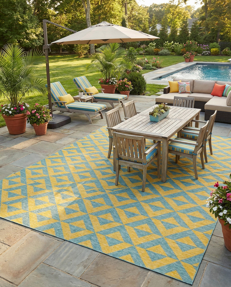 Urban Oasis Rugs Collection Area Rug -  Highrise (Yellow and Aqua) Square Yellow and Aqua  lifestyle 47