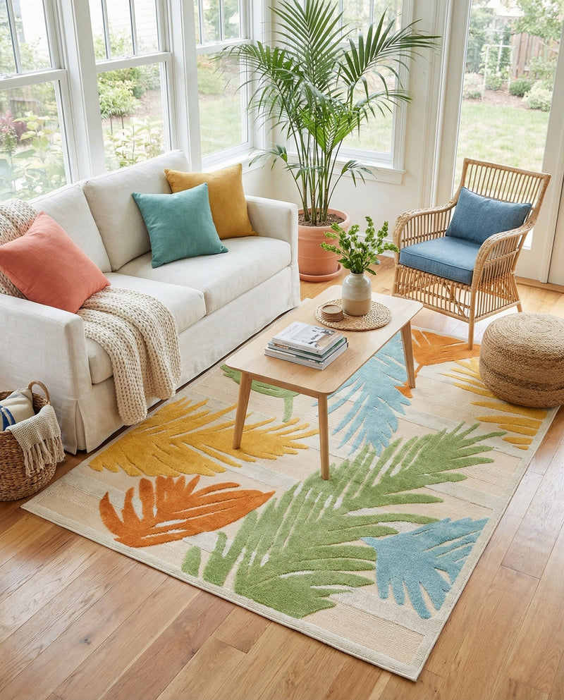 Bahama Breeze Outdoor Collection Area Rug -  CatCay Rectangle Beige  lifestyle 28