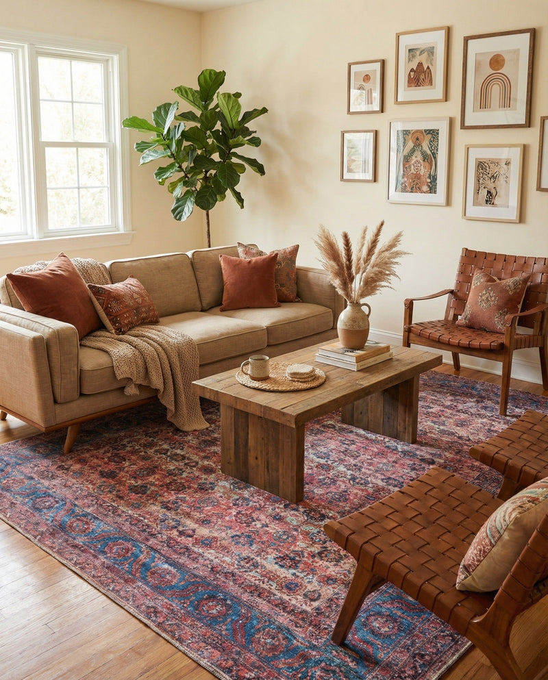Zahara Oasis Collection Area Rug -  Meknes Rectangle Antique Pink  lifestyle 8