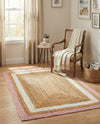 Woven Seaside Jute Collection Area Rug - Nantucket Rectangle Pink White Natural  lifestyle 8