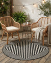 Urban Terrace Collection Area Rug -  Astoria (Black and White) Round Black and White  lifestyle 47