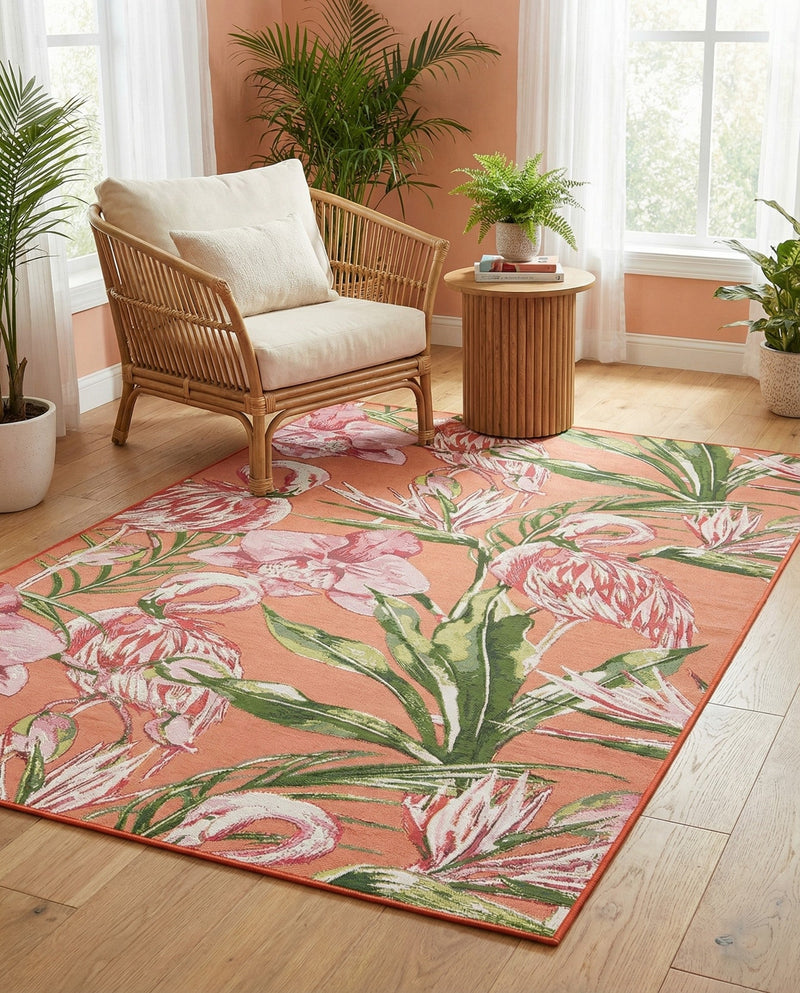 Seaside Blooms Collection Area Rug -  Kyoto Rectangle Coral  lifestyle 12