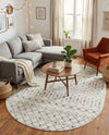 Mediterranean Lattice Collection Area Rug - Santorini (Ivory and Gray) Oval Ivory and Gray  lifestyle 37