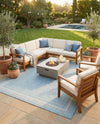 Terrace Fringe Collection Area Rug - Veranda (Aquamarine) Rectangle Aquamarine  lifestyle 11