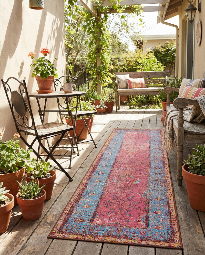 Patio Heritage Collection Area Rug -  Serenity Runner Vintage Salmon Coral  lifestyle 26