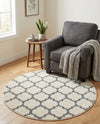 Lattice Gardens Collection Area Rug -  Bloomfield (Beige and Gray) Round Beige and Gray  lifestyle 39