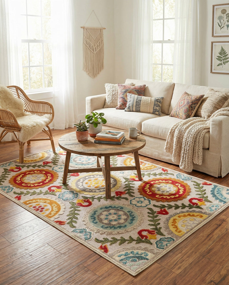 Outdoor Marrakesh Collection Area Rug -  Asilah Rectangle Ivory Beige  lifestyle 21