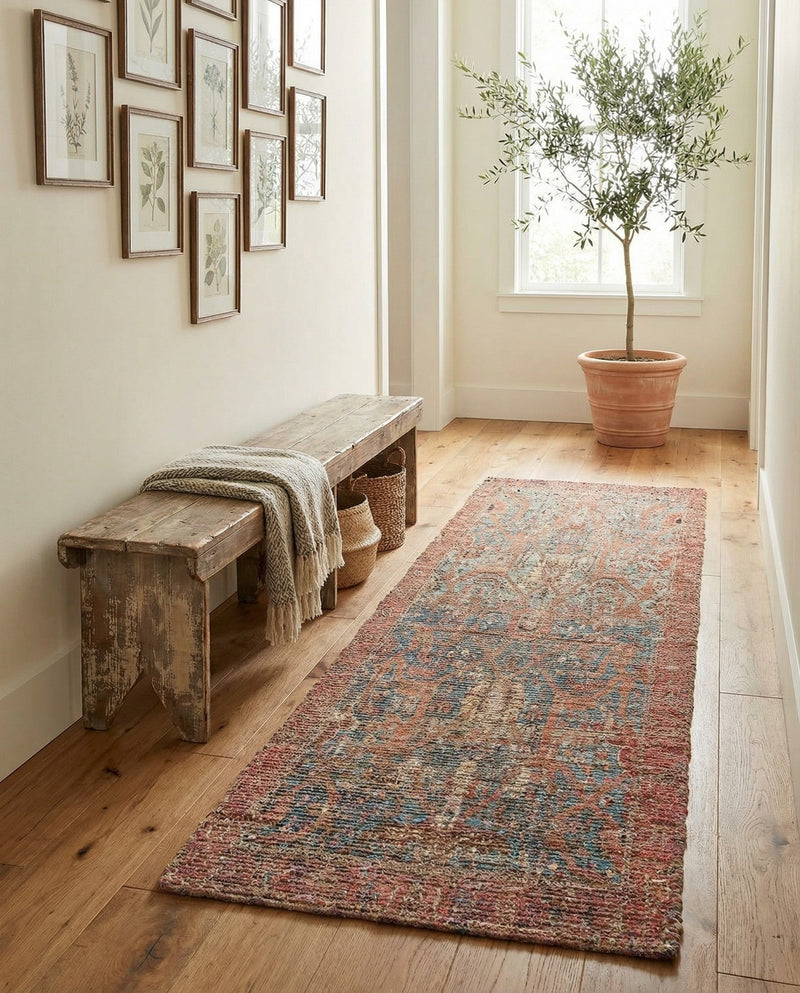 Savannah Threads Collection Area Rug -  Patagonian Runner Antique Blue  lifestyle 29