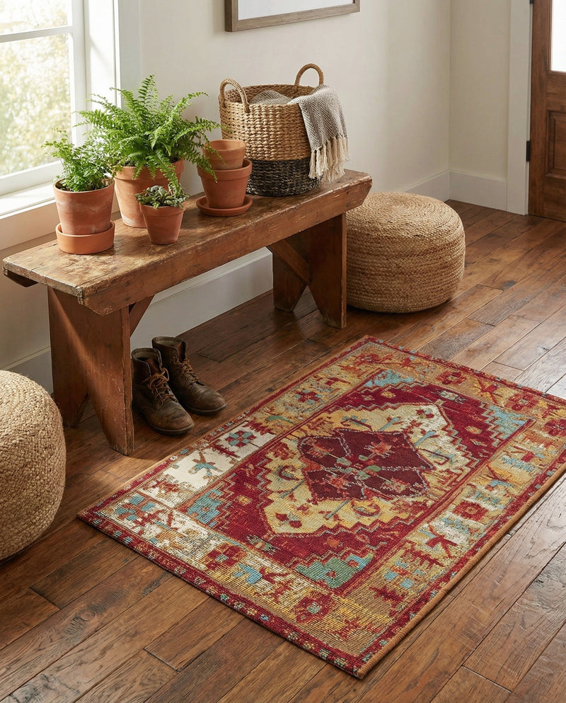 Patio Heritage Collection Area Rug -  Arbor Rectangle Red Green Blue  lifestyle 5