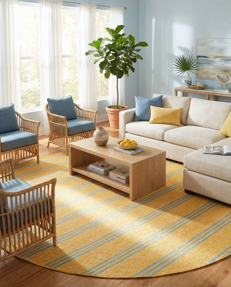 Urban Oasis Rugs Collection Area Rug -  District (Yellow and Aqua) Round Yellow and Aqua  lifestyle 15