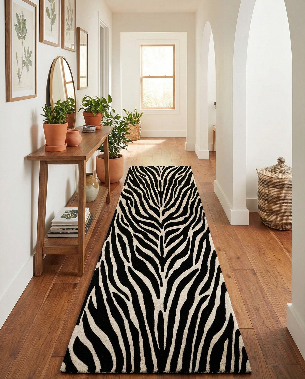 Hand Tufted Savannah Collection Area Rug -  Kalahari Runner Black and White  lifestyle 20