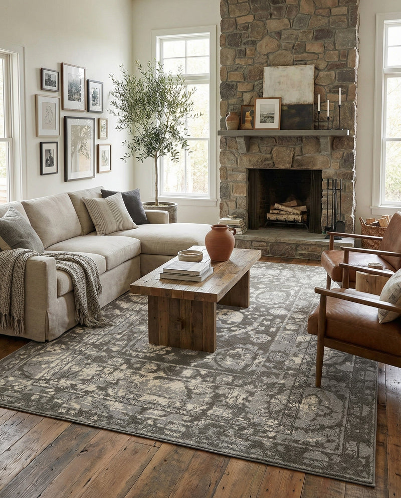 Horizon Collection Area Rug -  Zenith Rectangle Gray  lifestyle 55