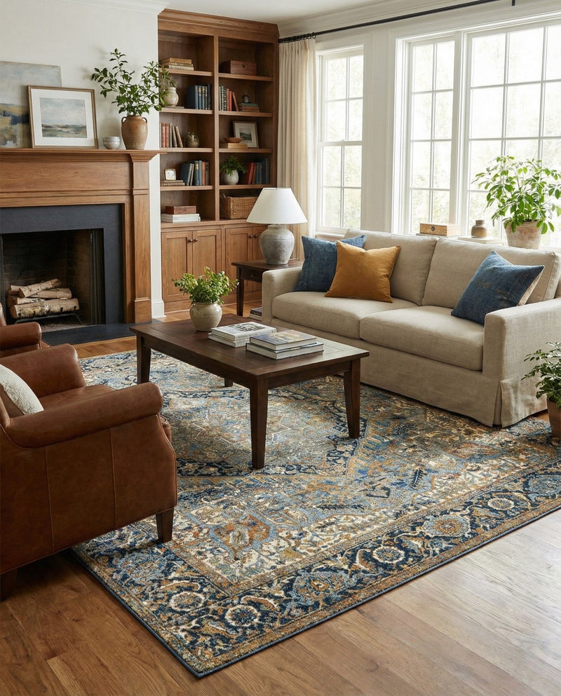 Patio Heritage Collection Area Rug -  Haven Rectangle Blue  lifestyle 21