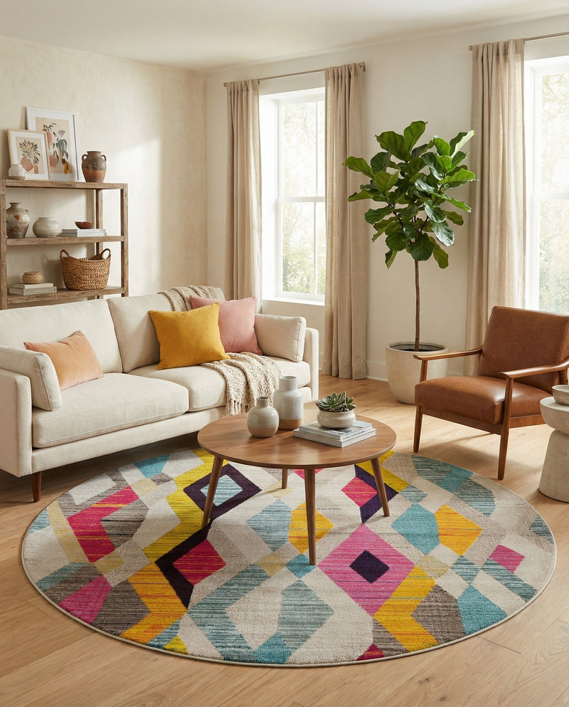 Sedona Vista Collection Area Rug -  Pricklypear Round Multi  lifestyle 44