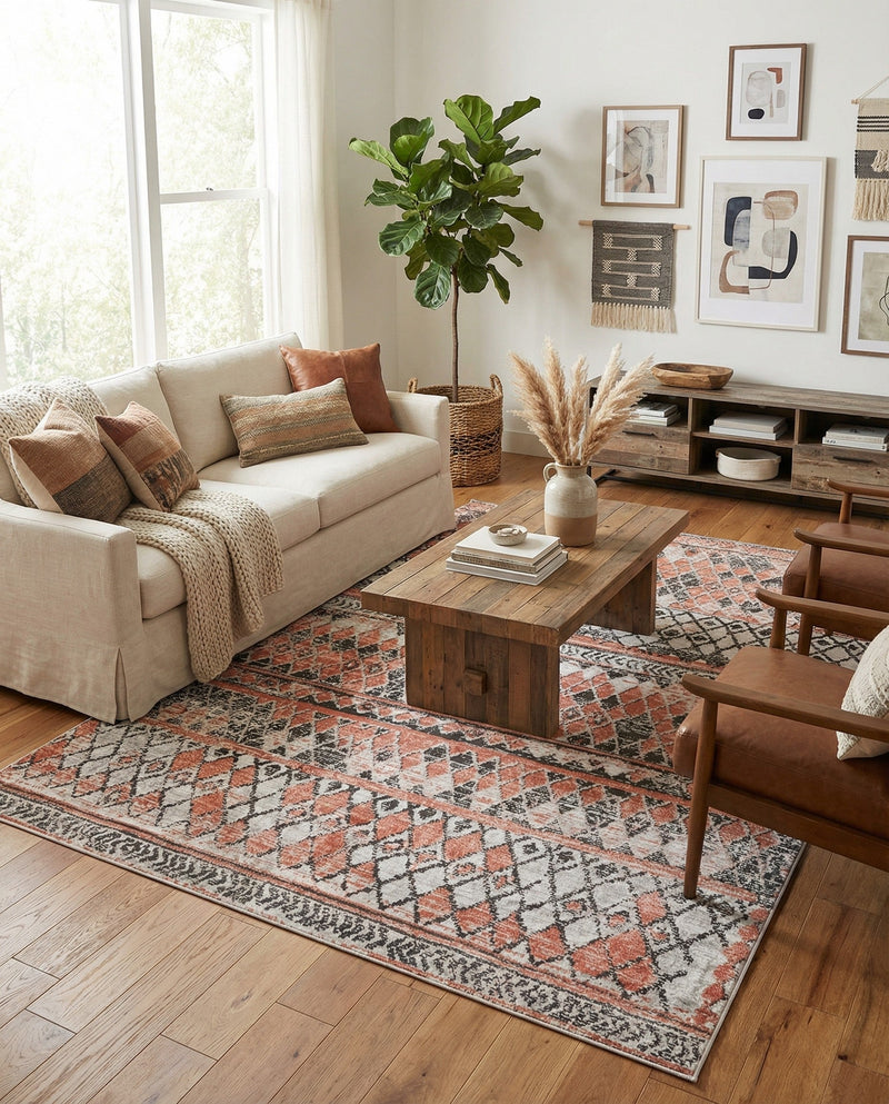Dresden Elegance Collection Area Rug -  Zittau Rectangle Salmon  lifestyle 69