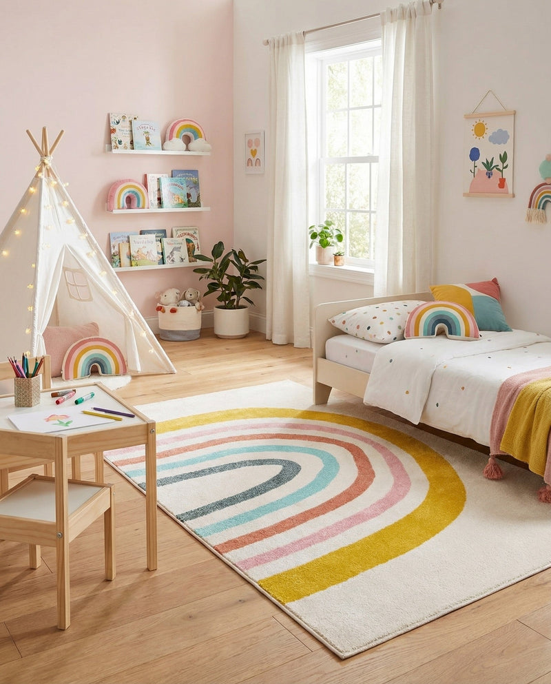 Wonder Tykes Collection Area Rug -  Illusion Rectangle Ivory  lifestyle 11