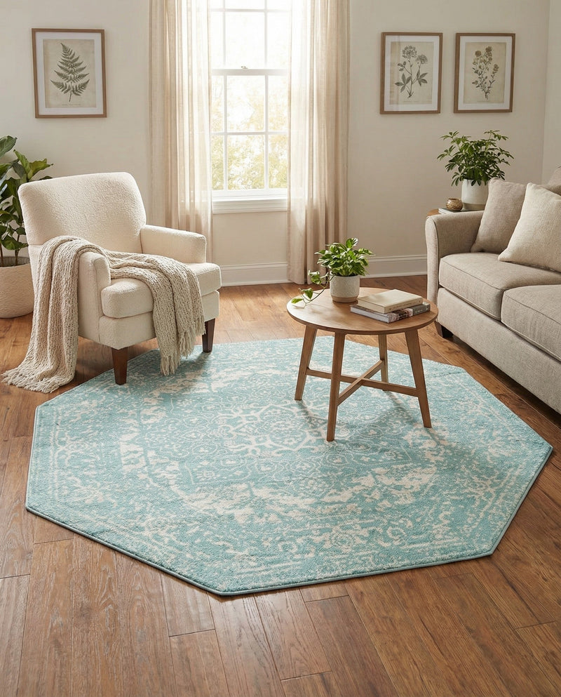 Georgetown Rugs Collection Area Rug - Dupont (Aqua) Octagon Aqua  lifestyle 49