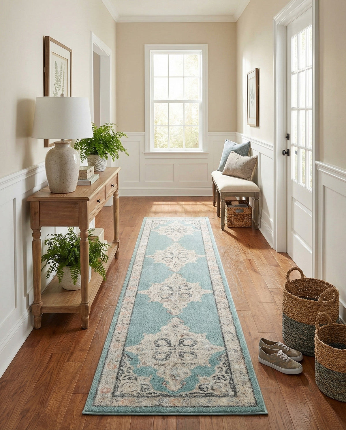 Beverly Grove Collection Area Rug -  Fairfax (Aqua) Runner Aqua  lifestyle 50