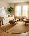 Woven Seaside Jute Collection Area Rug - Varadero Round Natural  lifestyle 8