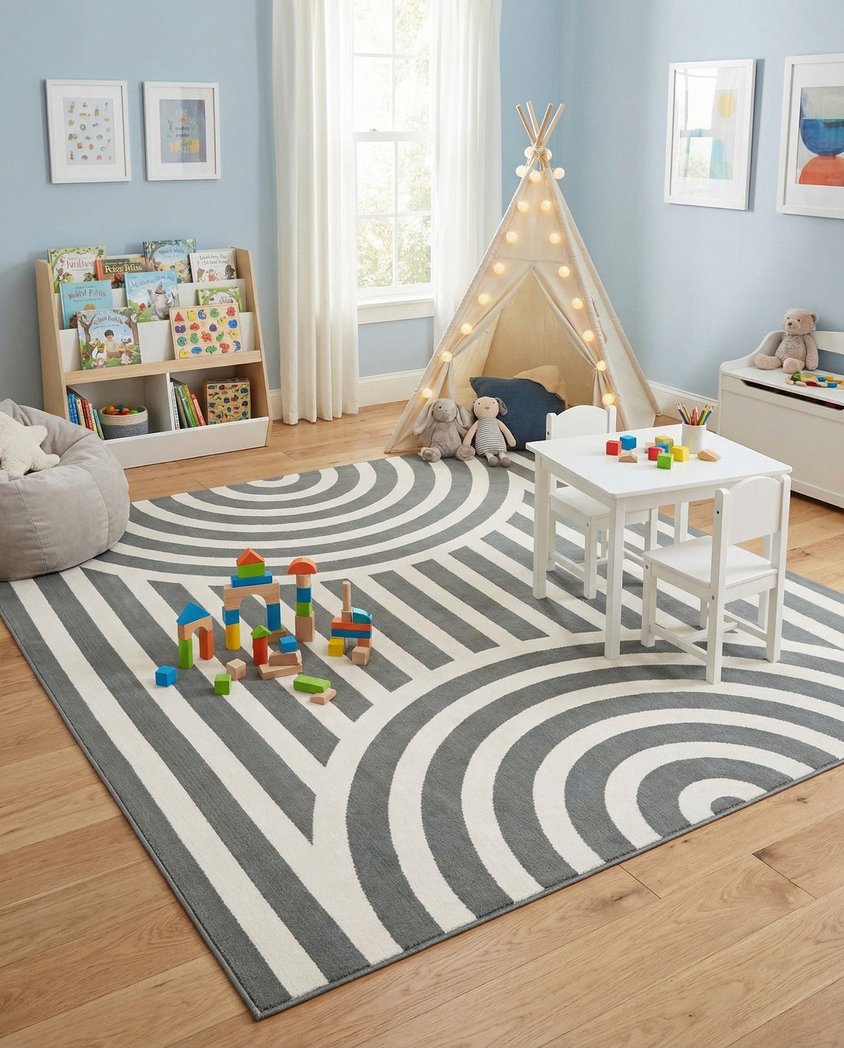 Wonder Tykes Collection Area Rug -  Joydale Square Gray and Silver  lifestyle 151