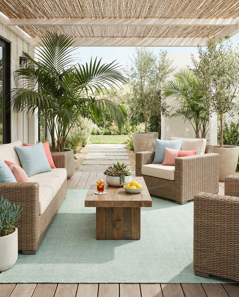 Jill Zarin Sedona Oasis Outdoor Collection Area Rug - Coconino (Palm Green) Rectangle Palm Green  lifestyle 7