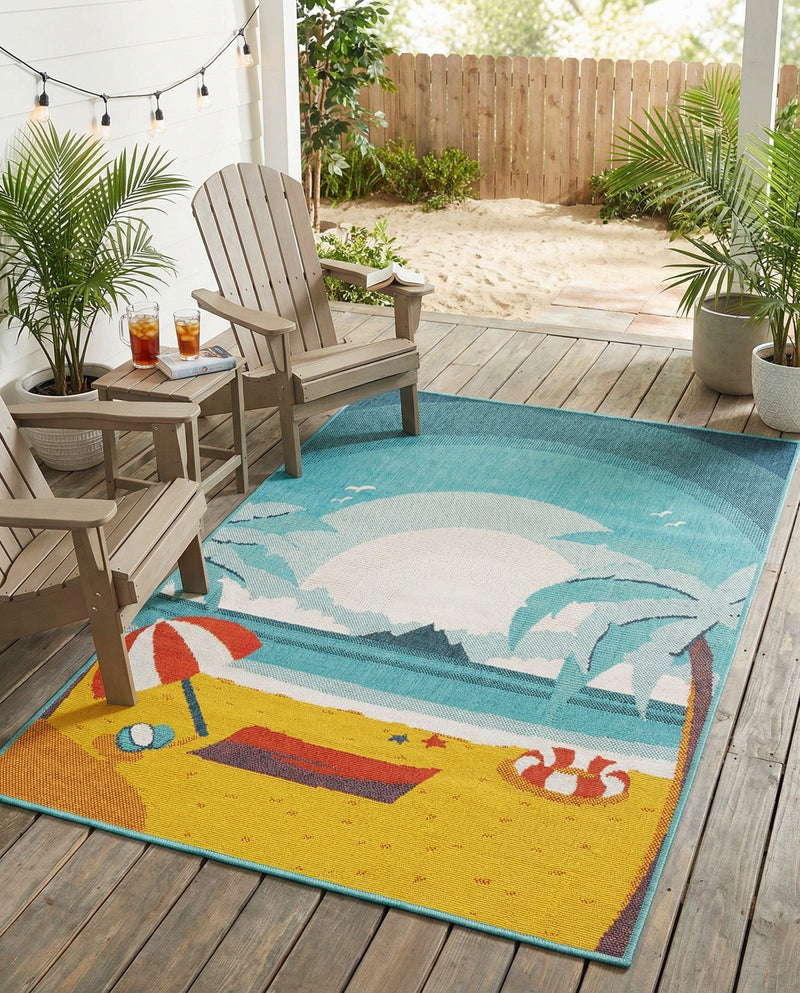 Seaside Haven Rugs Collection Area Rug -  Dockside Rectangle Multi  lifestyle 9