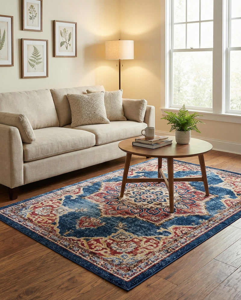 Eden Oasis Collection Area Rug -  Tranquility (Dark Blue) Rectangle Dark Blue  lifestyle 14