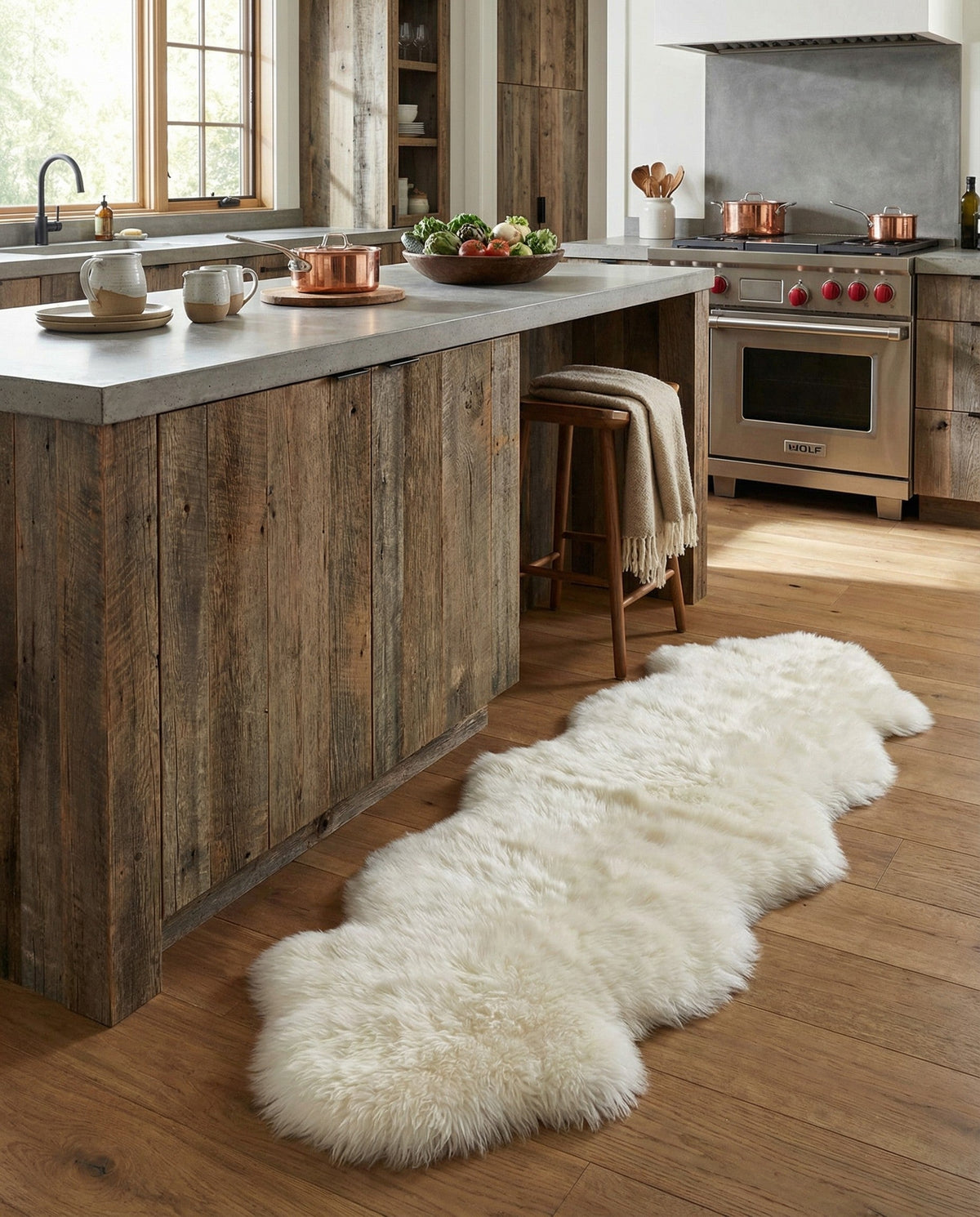 Arctic Lambskin Luxe Collection Area Rug - Tundra Runner White  lifestyle 137